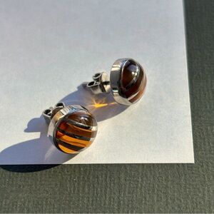 Amber Coloured Swatch Bijoux Stud Earrings